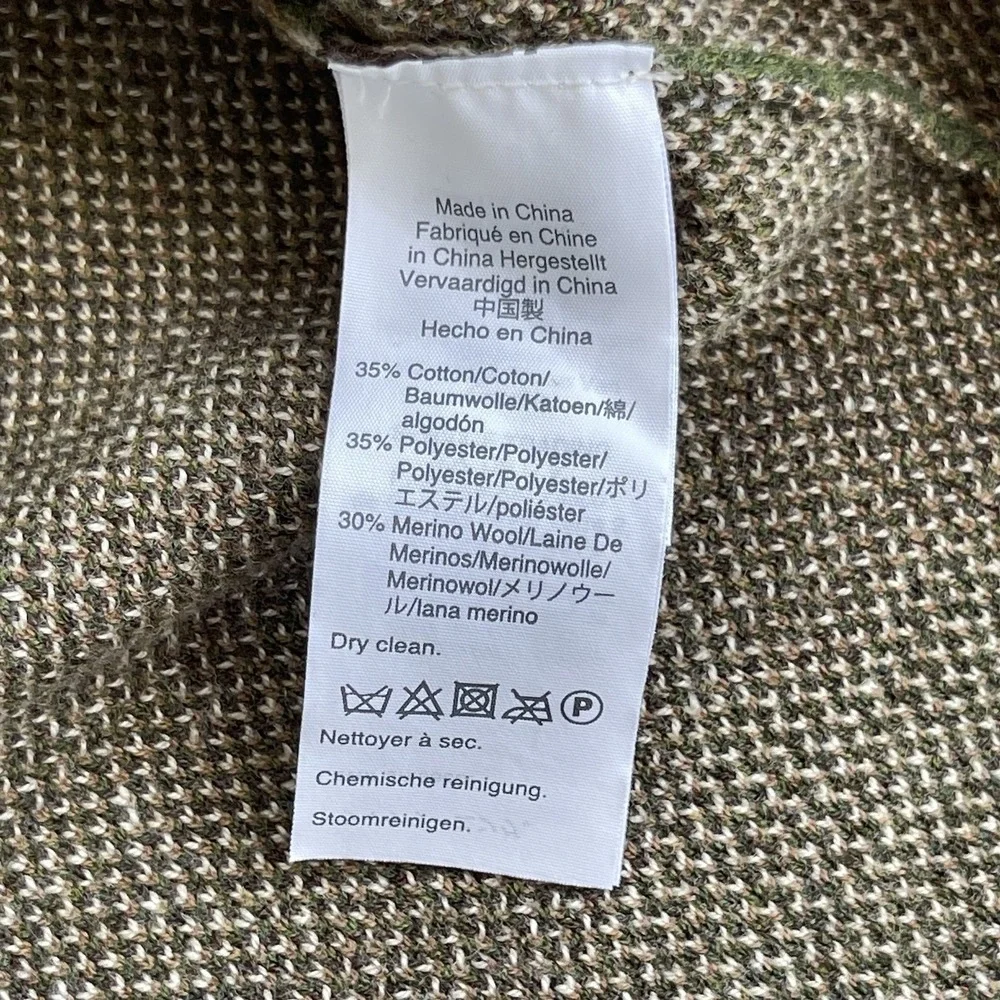 J. CREW Sweater Blazer Women Large Green Camo Sophie Open Front Boho Chic Jacket